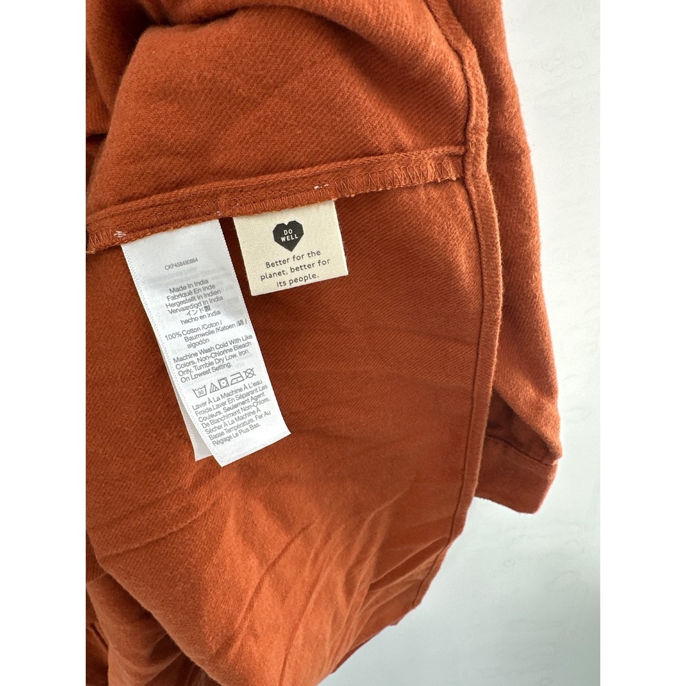 Madewell Flannel Button-Placket Tiered Mini Dress‎ Warm Nutmeg XXL - Picture 6 of 8